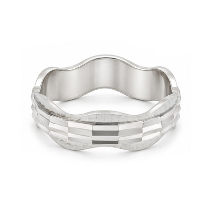 Geometric Layers Silver Contemporary Band Ring