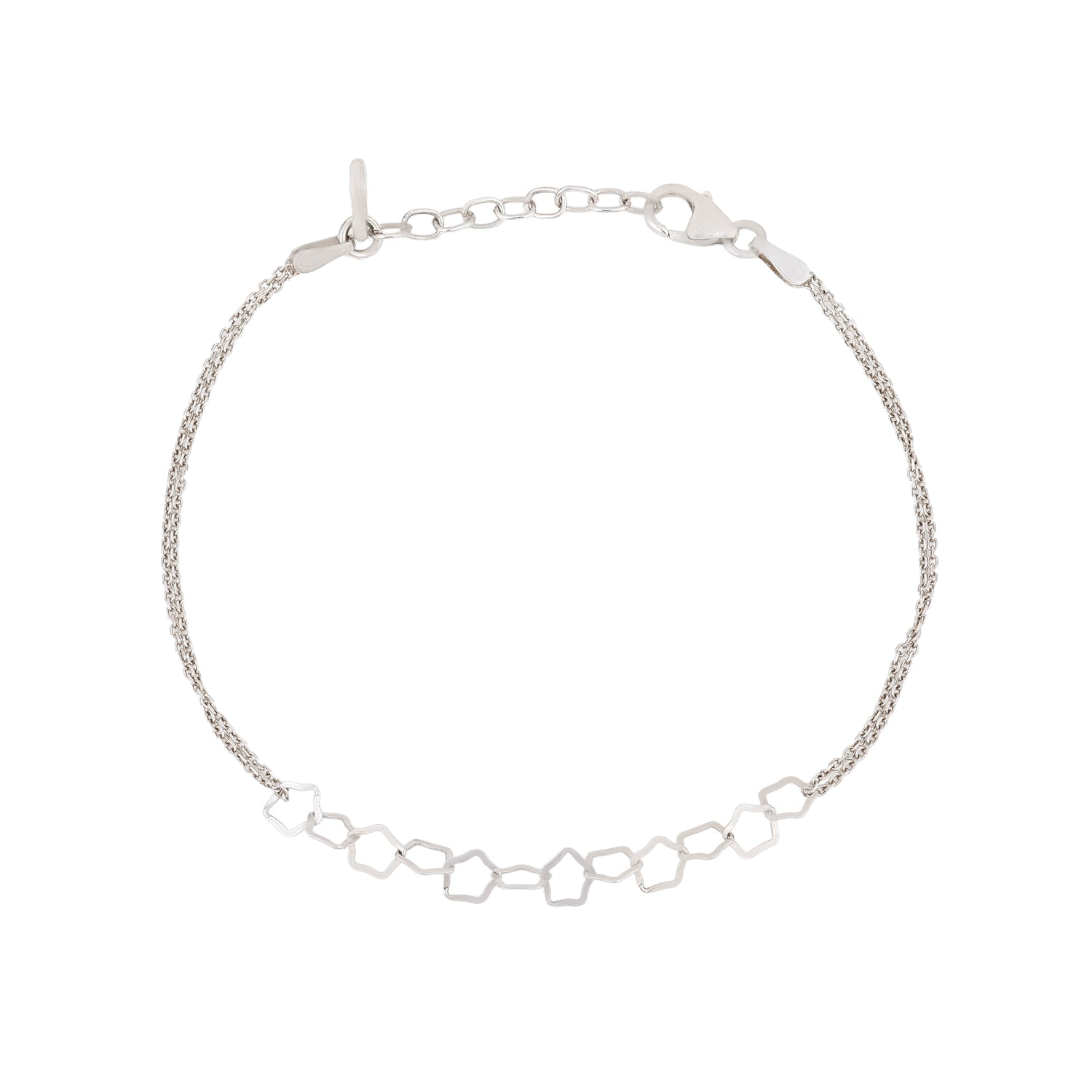 Geometric Linked Pentagon 925 Sterling Silver Bracelet