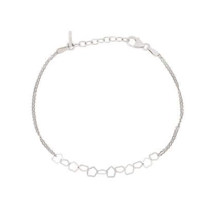 Geometric Linked Pentagon 925 Sterling Silver Bracelet