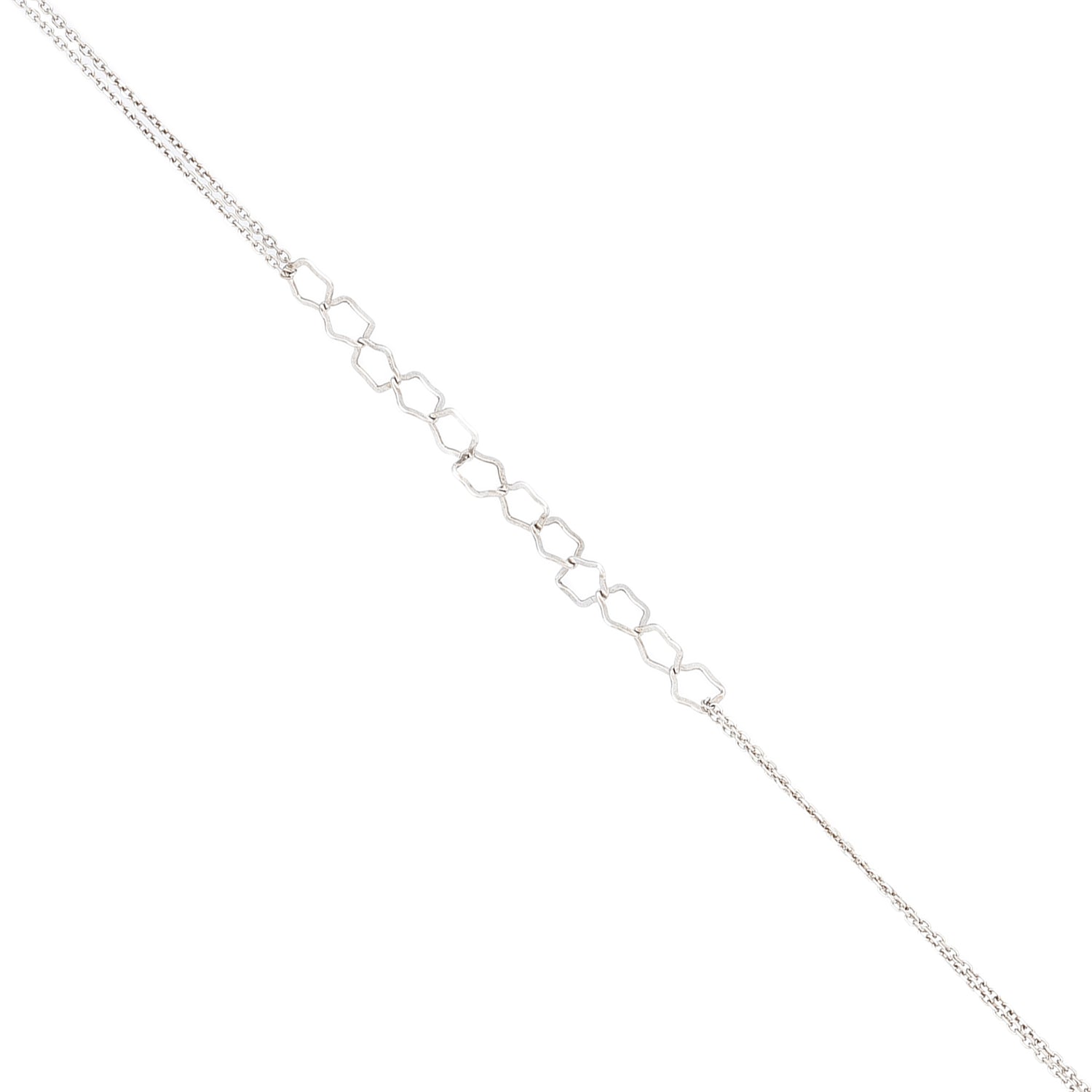 Geometric Linked Pentagon 925 Sterling Silver Bracelet