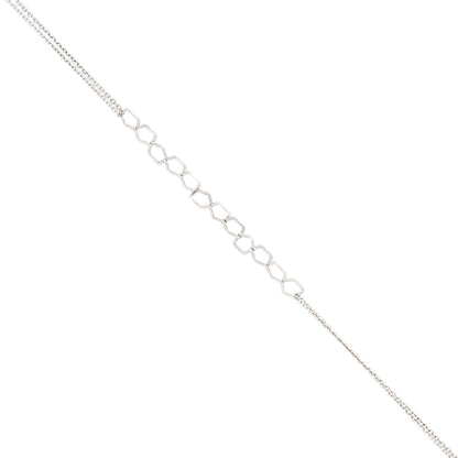 Geometric Linked Pentagon 925 Sterling Silver Bracelet