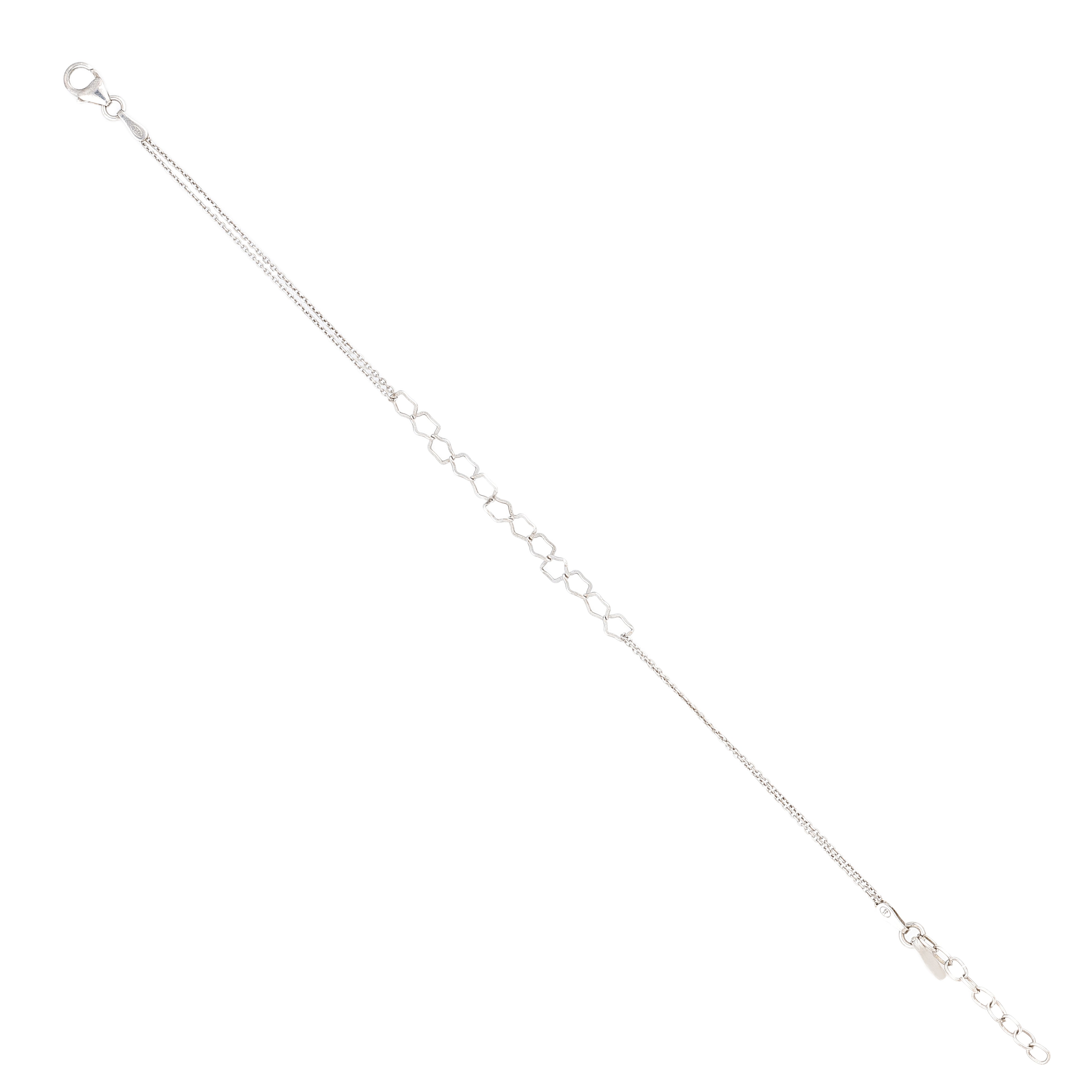 Geometric Linked Pentagon 925 Sterling Silver Bracelet