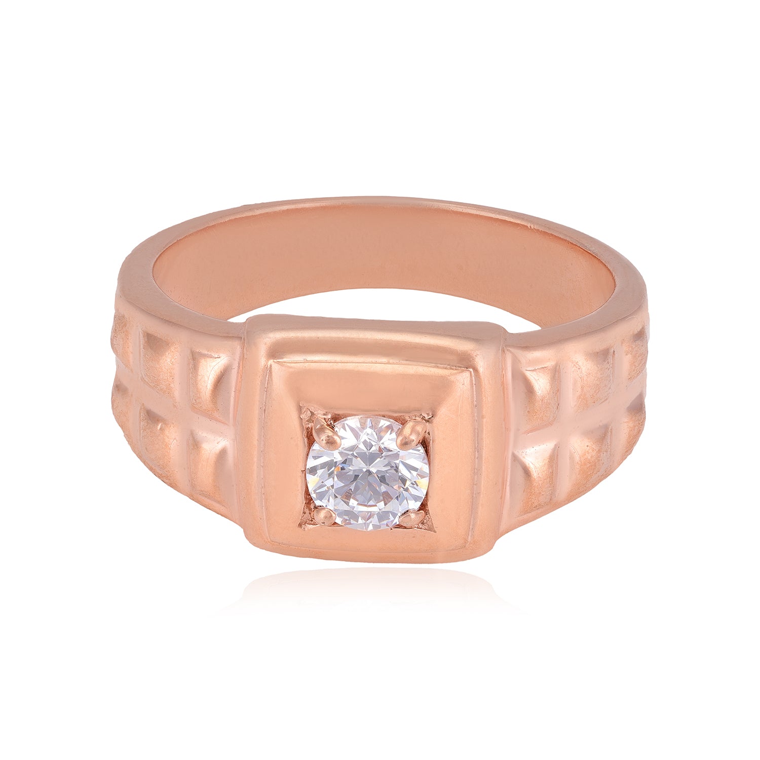 Geometric Solitaire Rose Gold Plated 925 Ring 