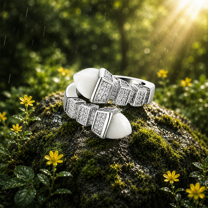 Geometric Sparkle 925 Sterling Silver Open Band Ring