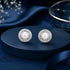 Geometric Triangle Pearl Silver Halo Studs