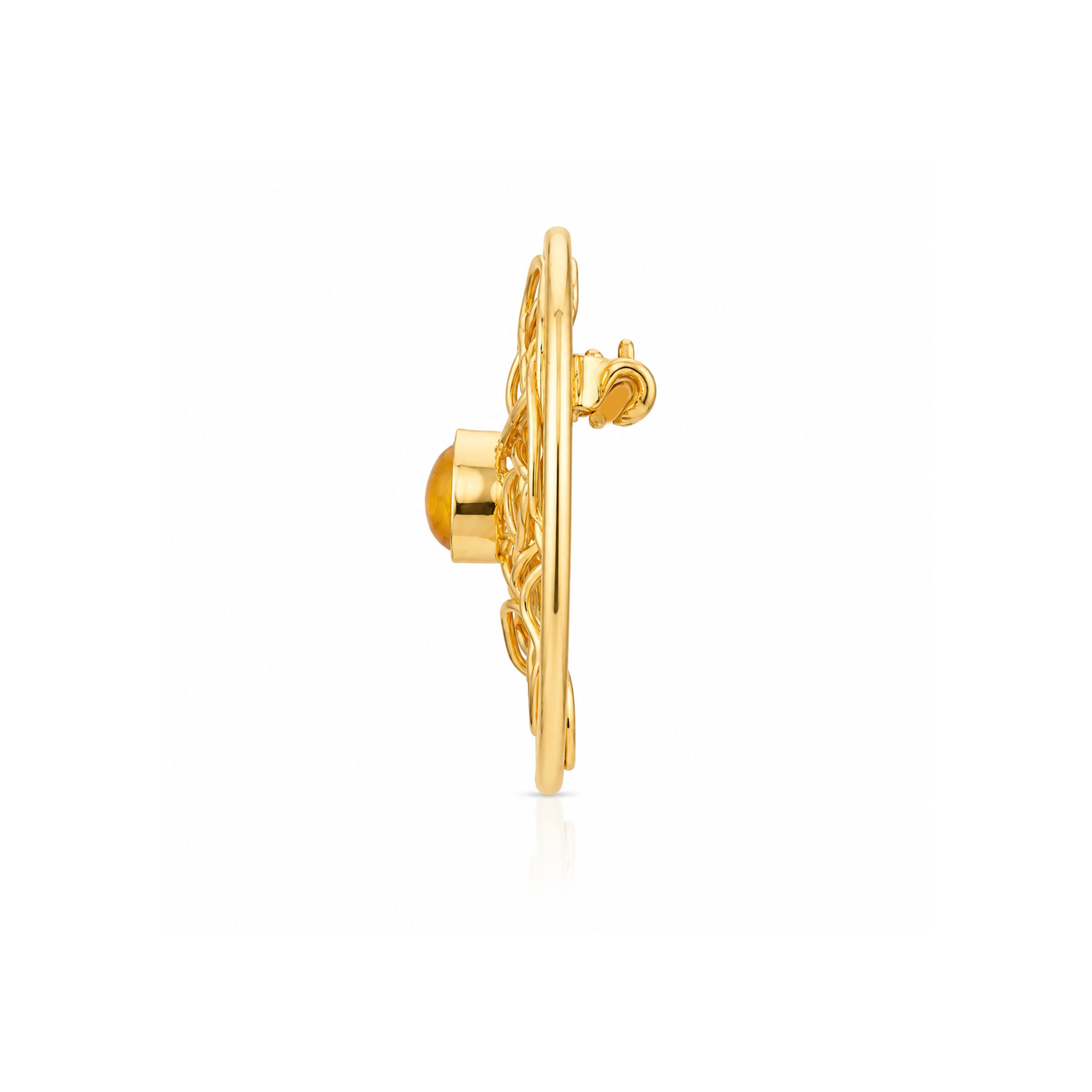 Gilded Maze 925 Sterling Silver Sculptural Oval Saree Pin