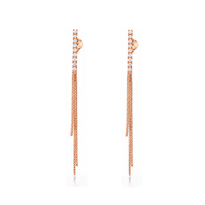 Gilded Sparkle 925 Sterling Silver Cascading Chain Earrings