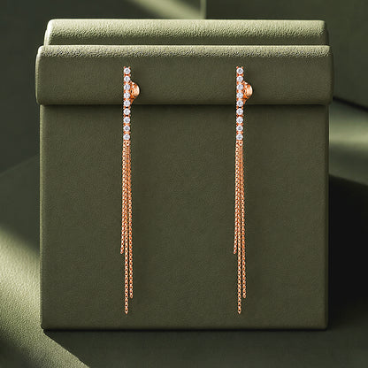 Gilded Sparkle 925 Sterling Silver Cascading Chain Earrings