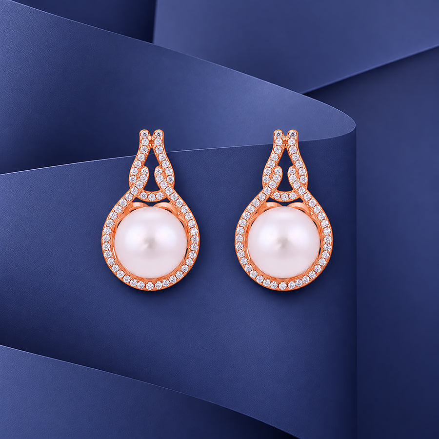 Glamorous Rose Sparkle 925 Sterling Silver Earrings for Women