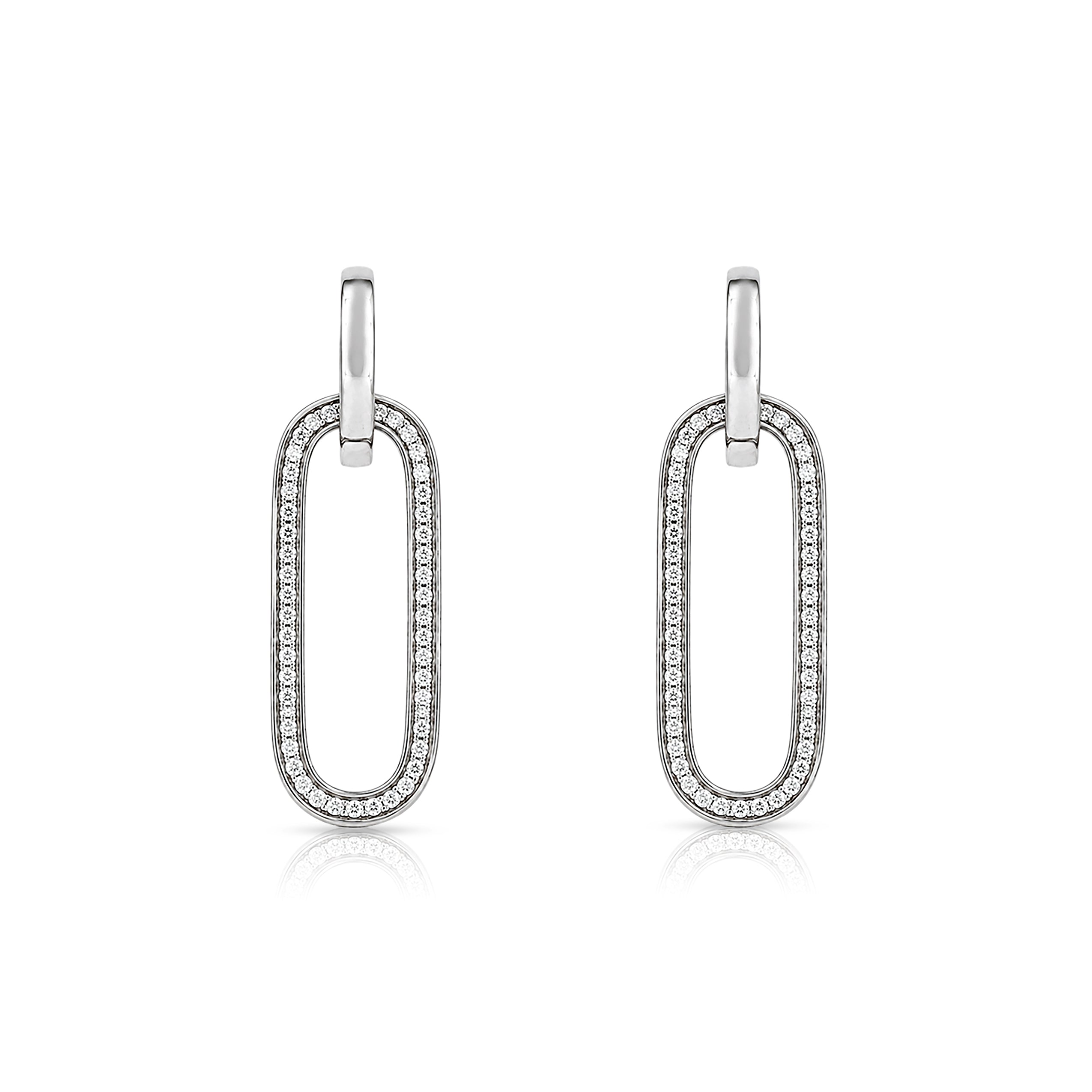 Glamorous Crystal Oval Loop 925 Sterling Silver Earring for Women