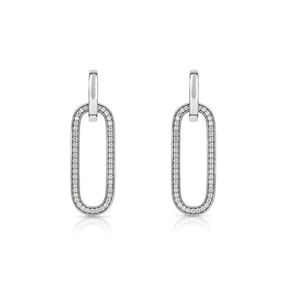 Glamorous Crystal Oval Loop 925 Sterling Silver Earring for Women