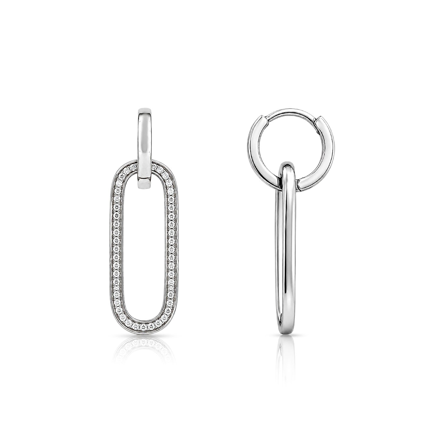 Glamorous Crystal Oval Loop 925 Sterling Silver Earring for Women