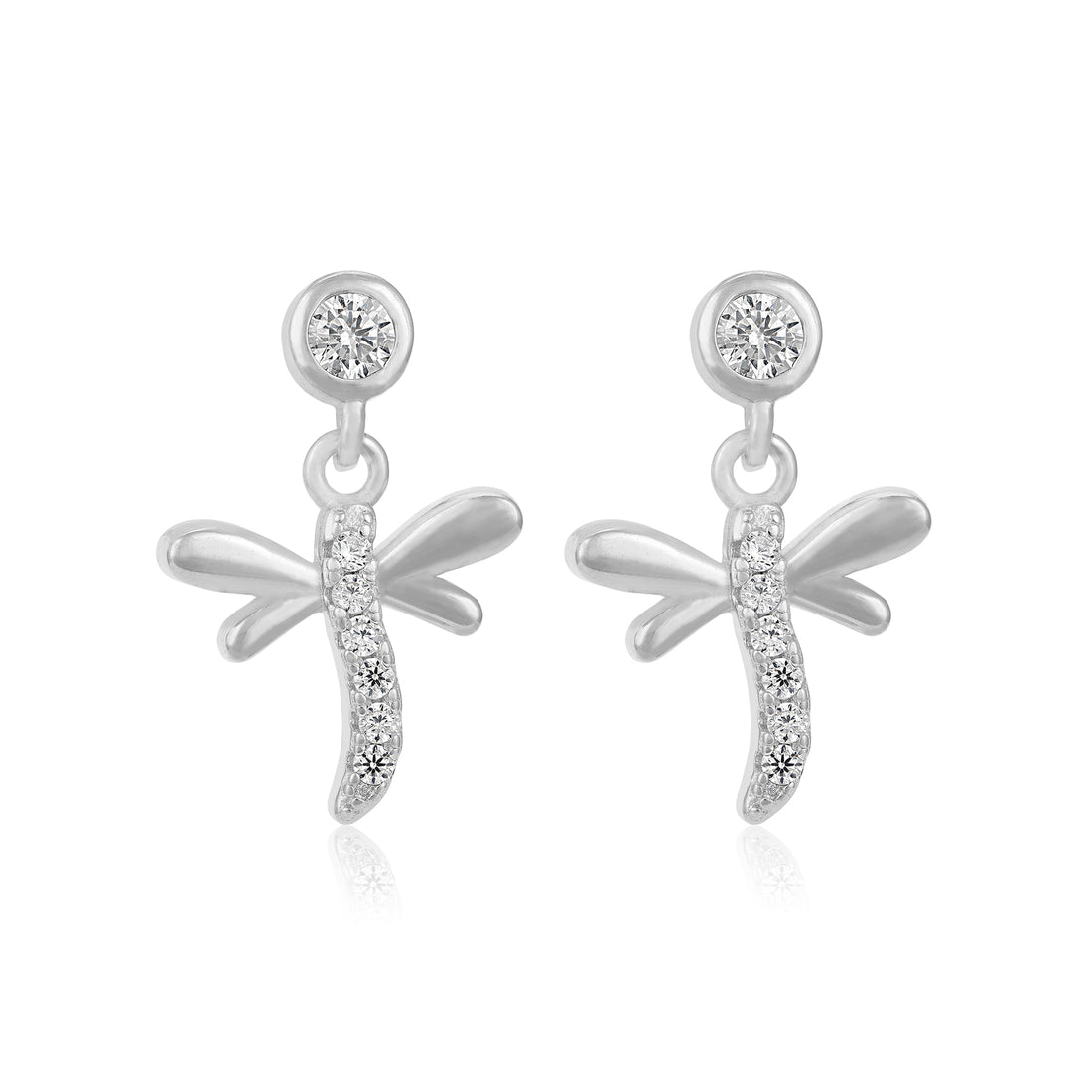 Glamorous Dragonfly Dangle 925 Sterling Silver Earrings for Women