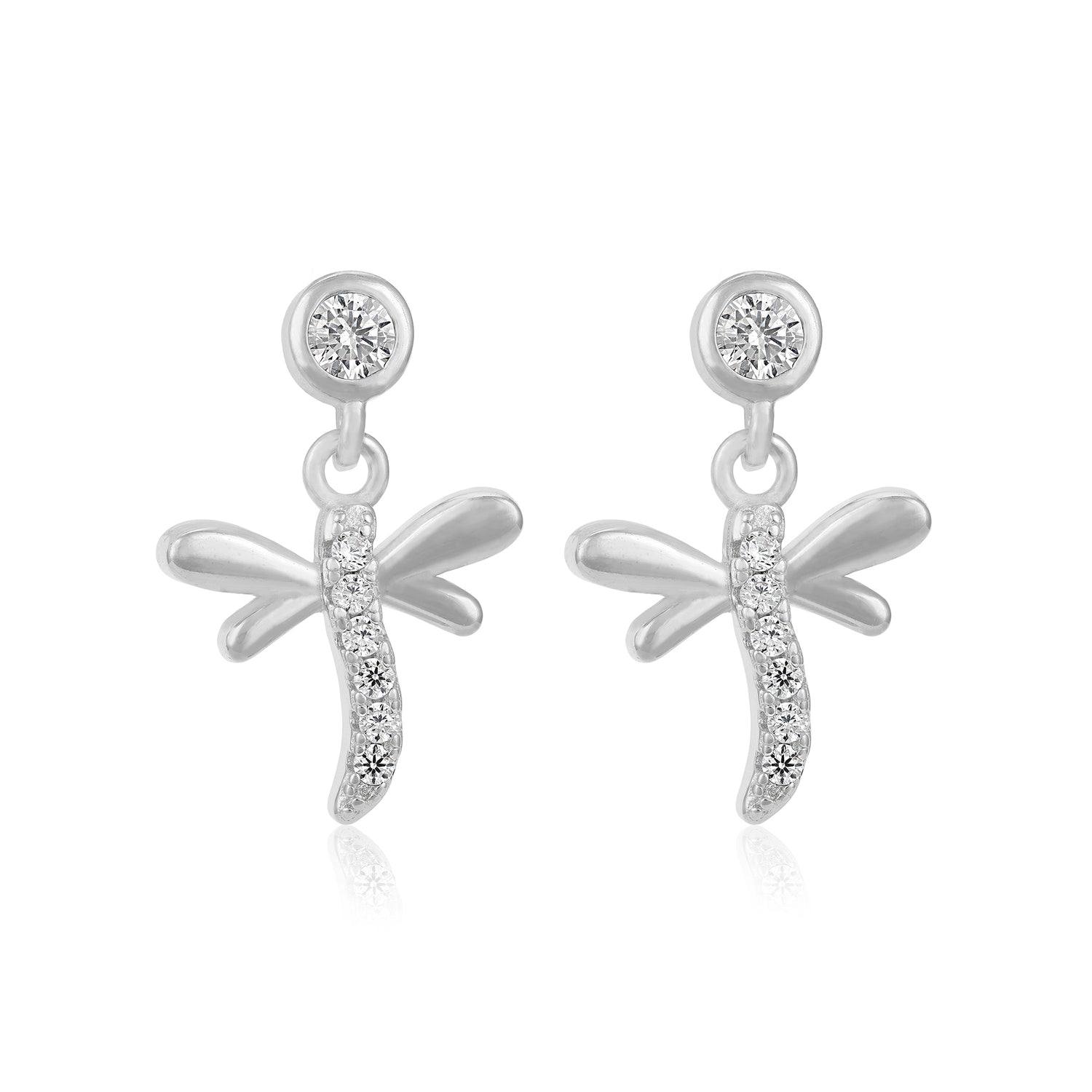 Glamorous Dragonfly Dangle 925 Sterling Silver Earrings for Women
