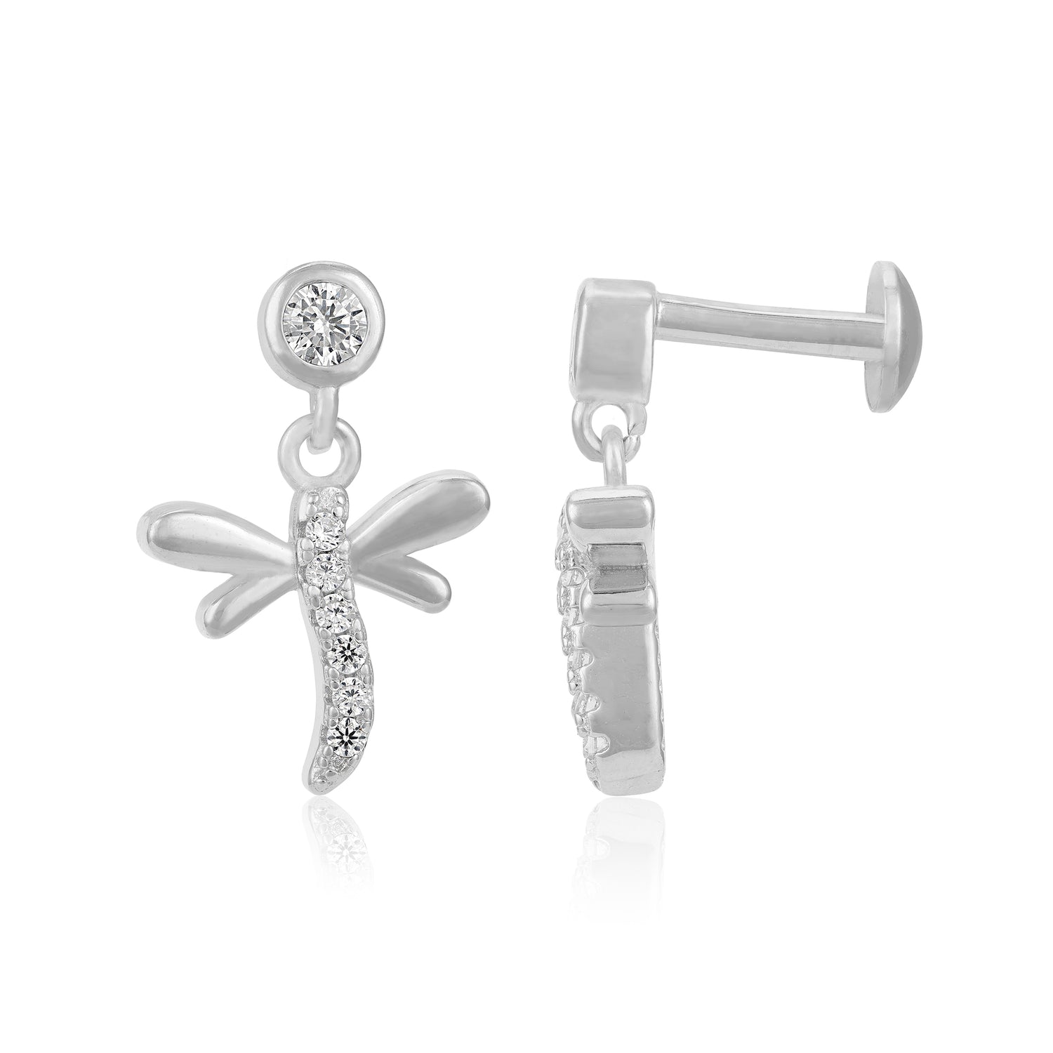 Glamorous Dragonfly Dangle 925 Sterling Silver Earrings for Women