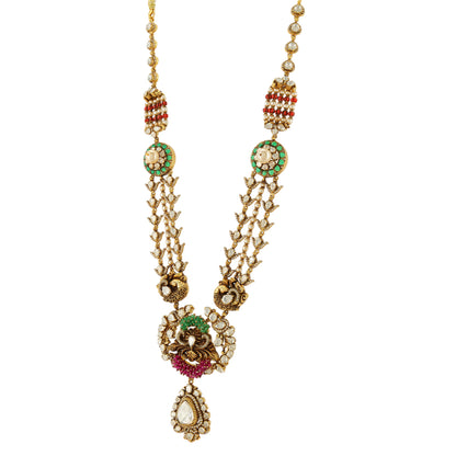 Glamour Vibe Red Green Beads 925 Gold Plated Haram