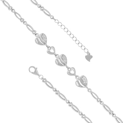 Gleam Hearts Rhodium Connected Bracelet