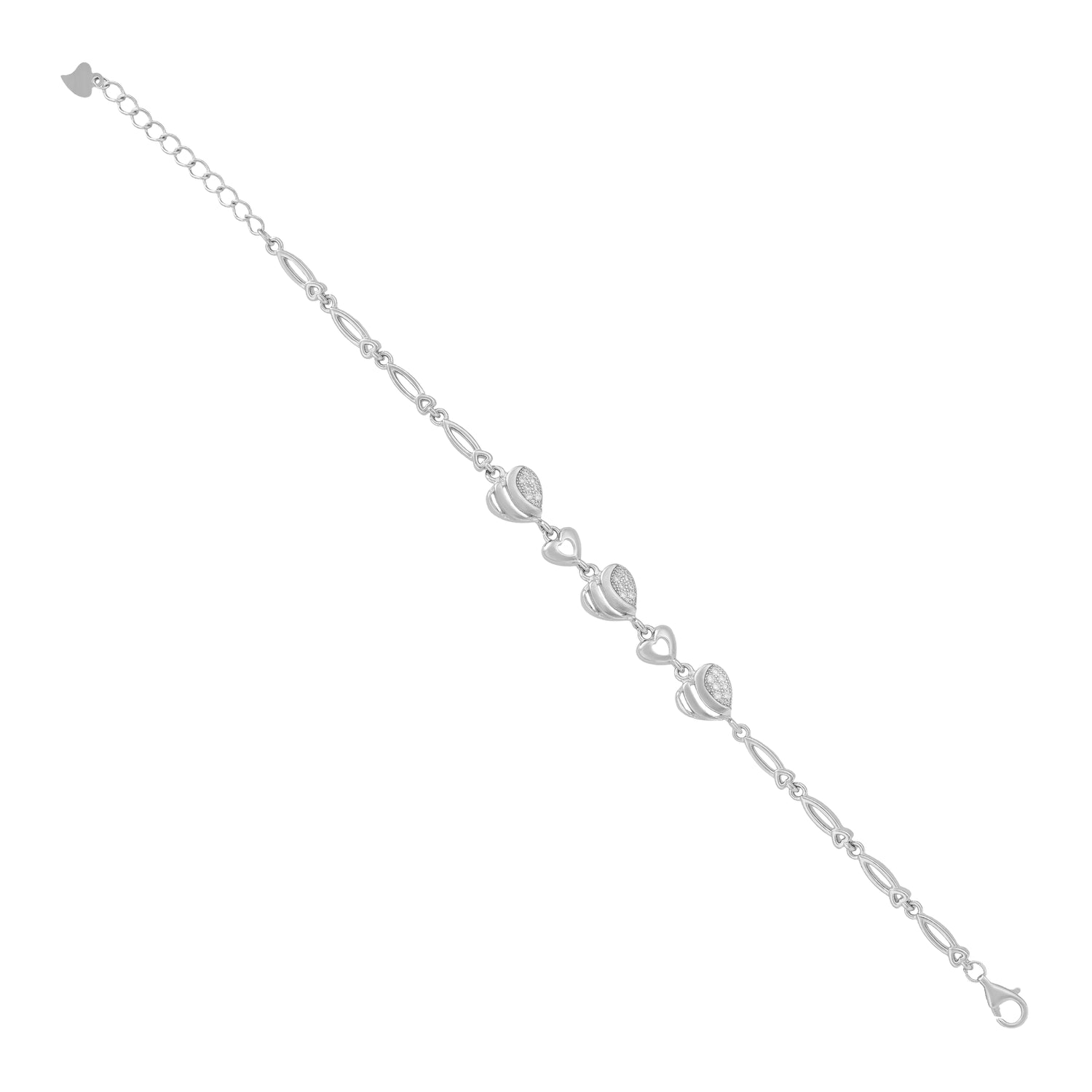 Gleam Hearts Rhodium Plated Connected Bracelet