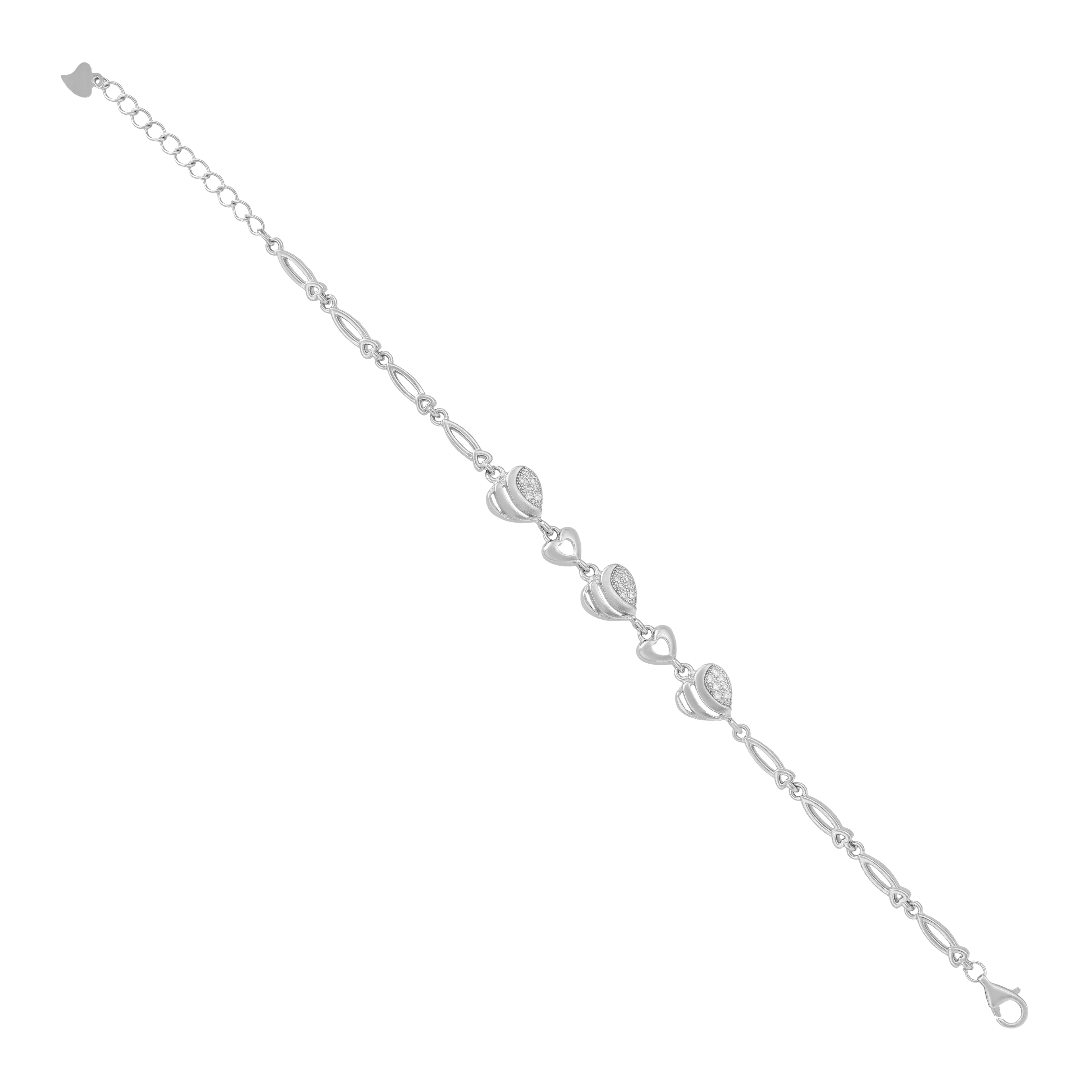 Gleam Hearts Rhodium Plated Connected Bracelet