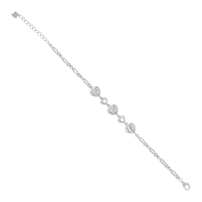 Gleam Hearts Rhodium Plated Connected Bracelet