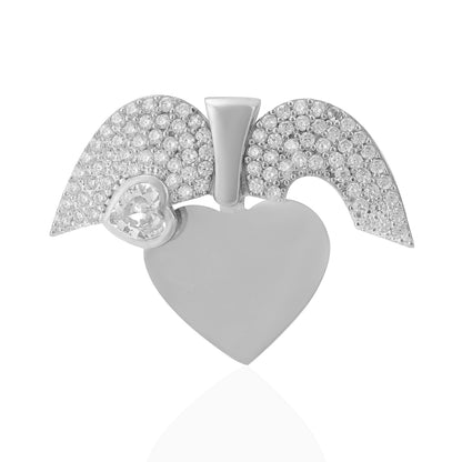 Gleaming Heart In Heart Rhodium Plated 925 Pendants