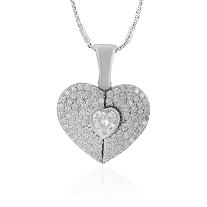 Gleaming Heart In Heart Rhodium Plated 925 Pendants