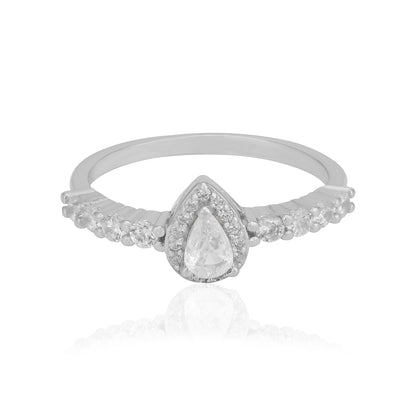 Gleaming Pear Centerpiece 925 Sterling Silver Ring for Women