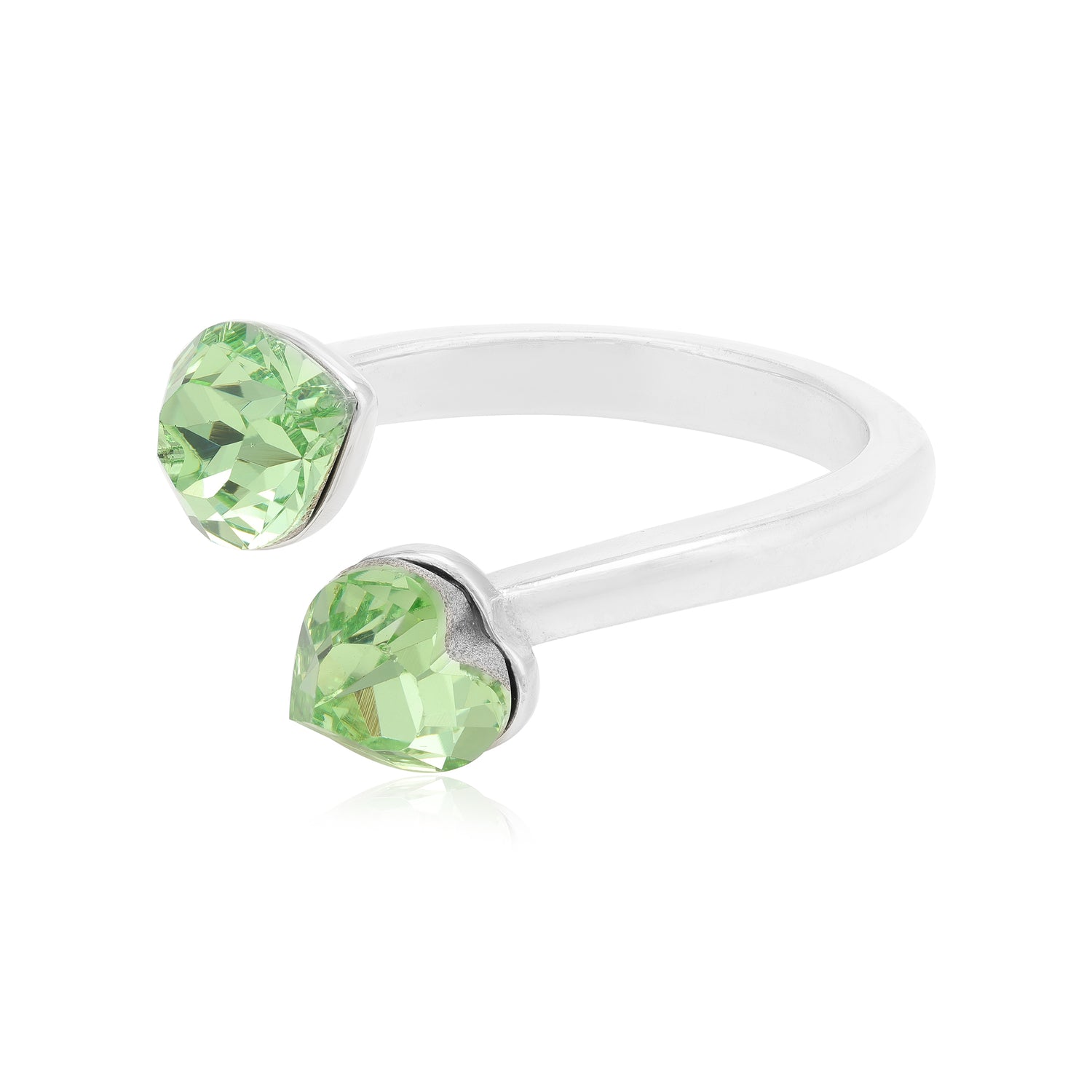 Glimmering Green Rhodium 925 Dual Edges Rings