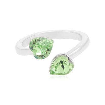 Glimmering Green Rhodium Plated Dual Edges Rings