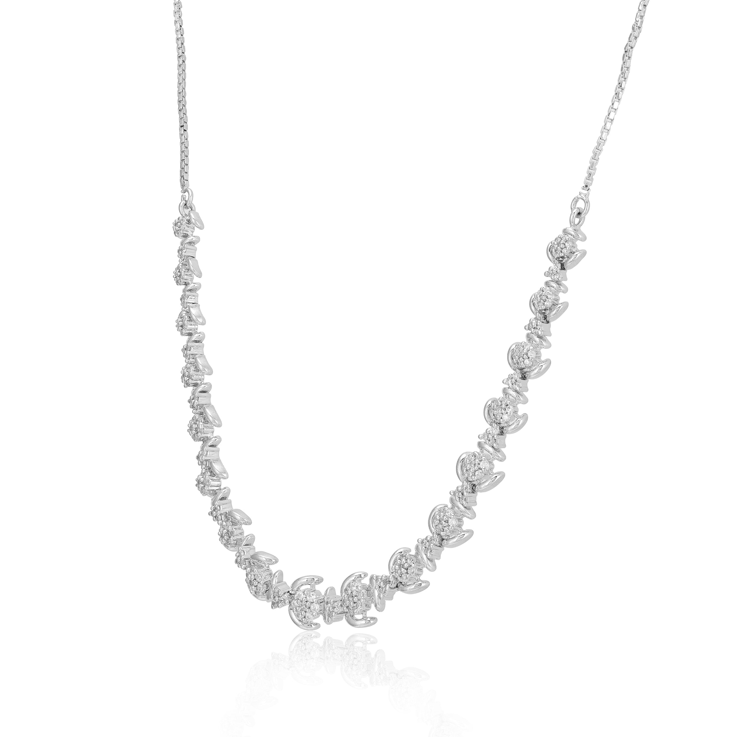 Glimmering Rhodium Plated Sparkle Necklace 
