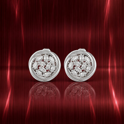 Glittering Floral Halo 925 Sterling Silver Earrings for Women