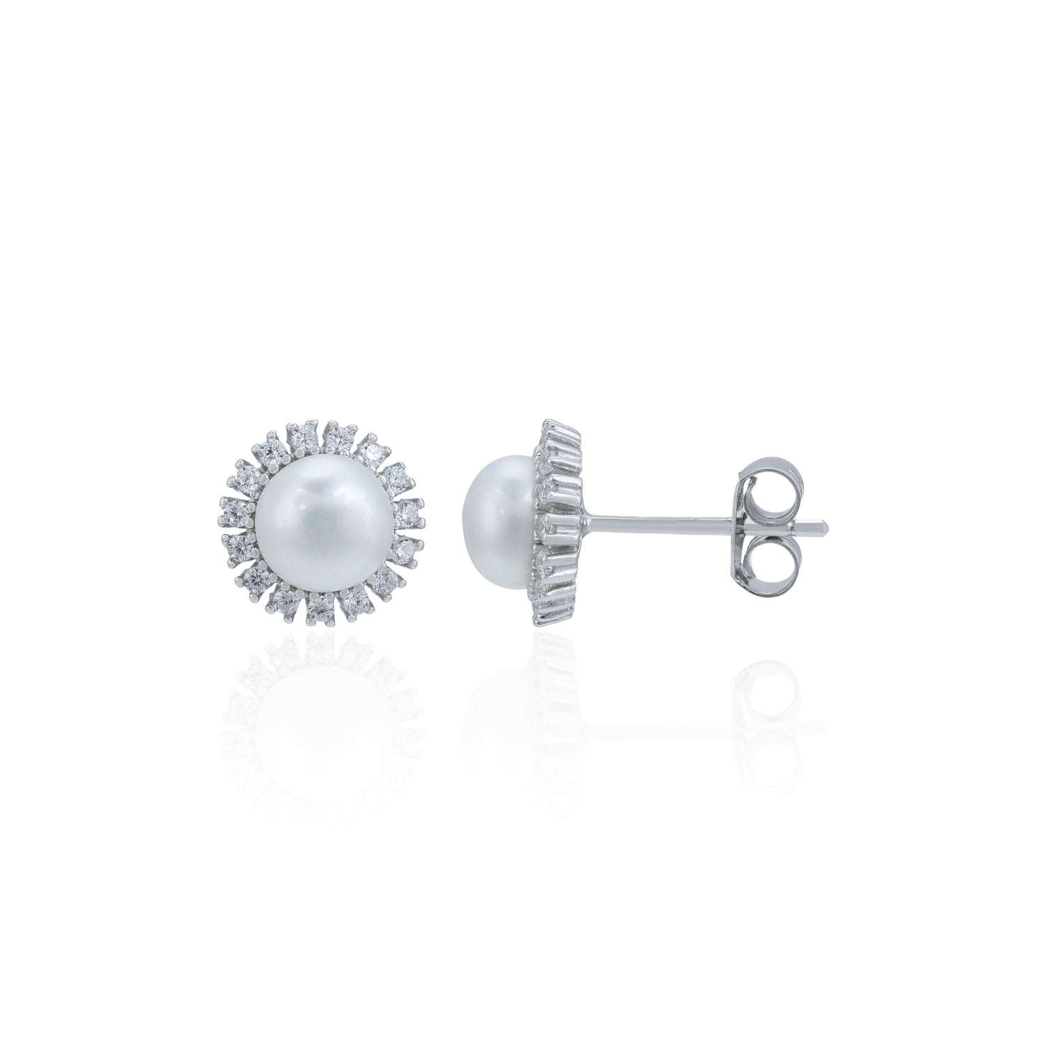 Glittering White Pearl 925 Sterling Silver Stud for Women