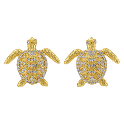 Glitterling Sea Turtle Gold Plated 925 Earrings