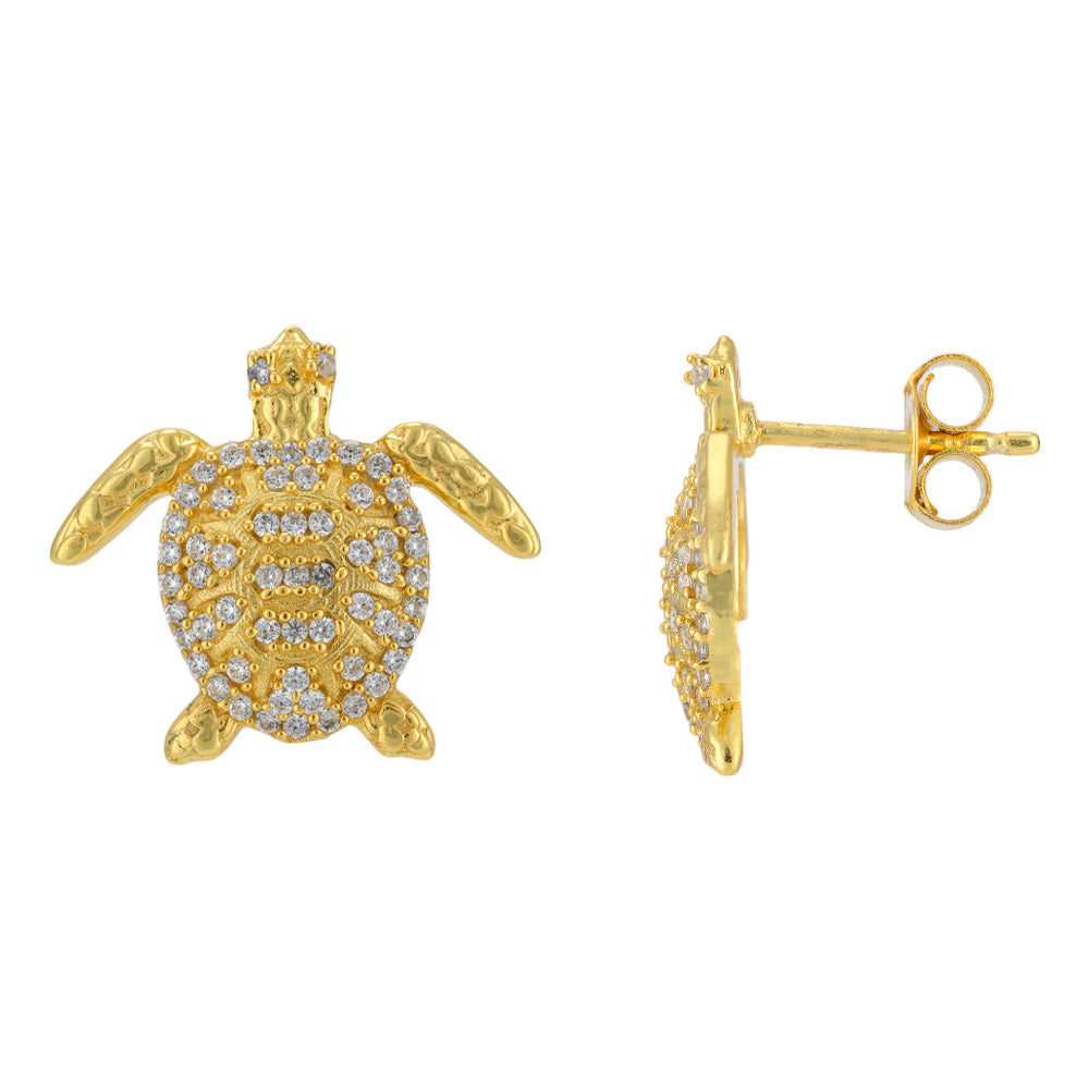 Glitterling Sea Turtle Gold Plated 925 Earrings