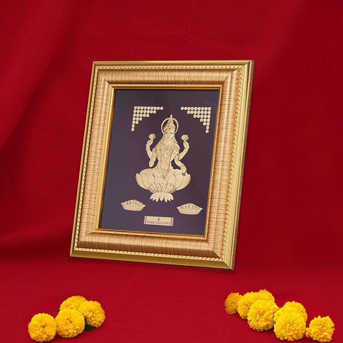 Glorious Gold Plated Lakshmi Sterling Silver Photo Frame