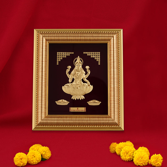 Glorious Gold Plated Lakshmi Sterling Silver Photo Frame