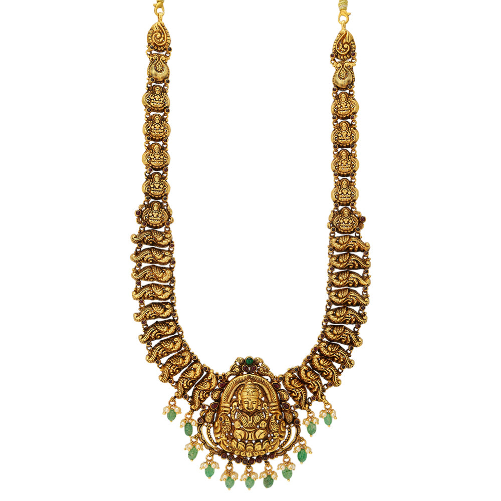Glorious Lakshmi 925 Gold Plated Regal Peacock Enchantment Haram