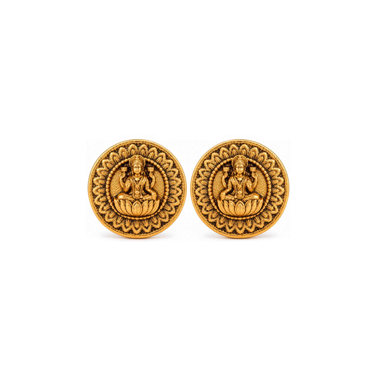 Goddess Lakshmi Temple Antique Sterling Silver Studs