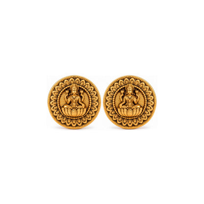 Goddess Lakshmi Temple Antique Sterling Silver Studs