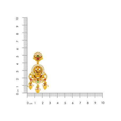 Goddess Lakshmi Elephant Chariot 925 Sterling Silver Gold Plated Chandelier Earring for Women