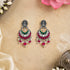 Goddess Lakshmi Oxidized Silver Chandbali Earrings