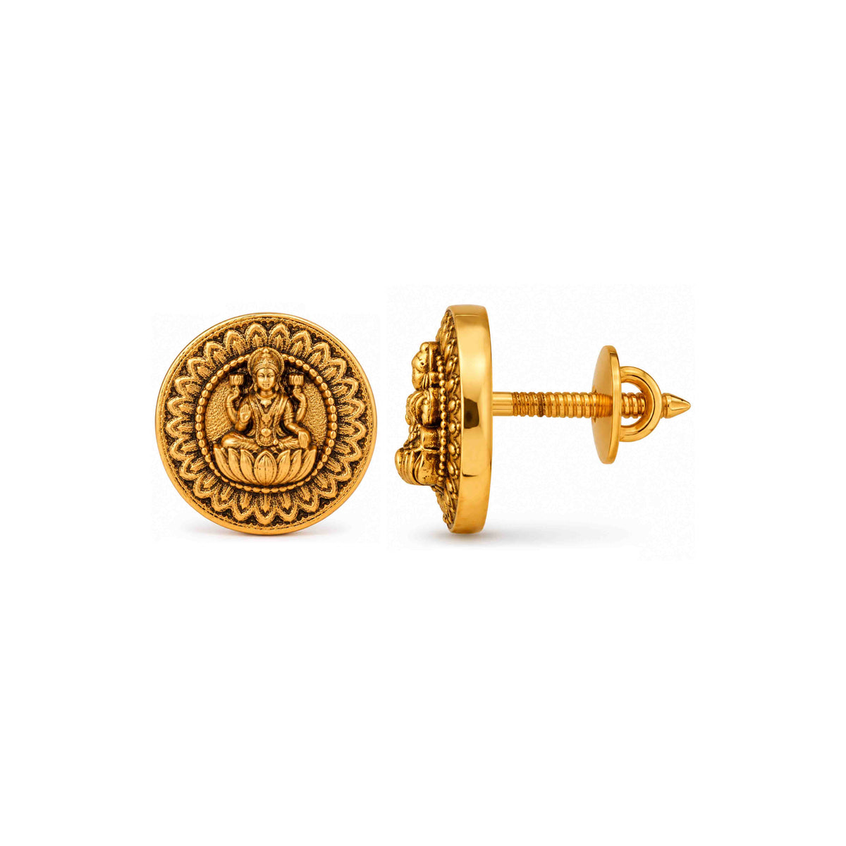 Goddess Lakshmi Temple Antique Sterling Silver Studs