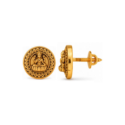 Goddess Lakshmi Temple Antique Sterling Silver Studs