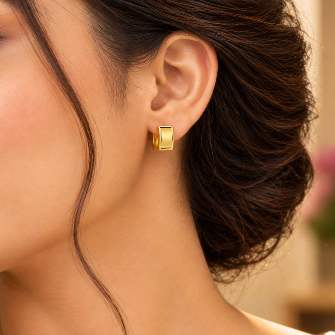 Gold Geometric Square Sterling Silver Earring