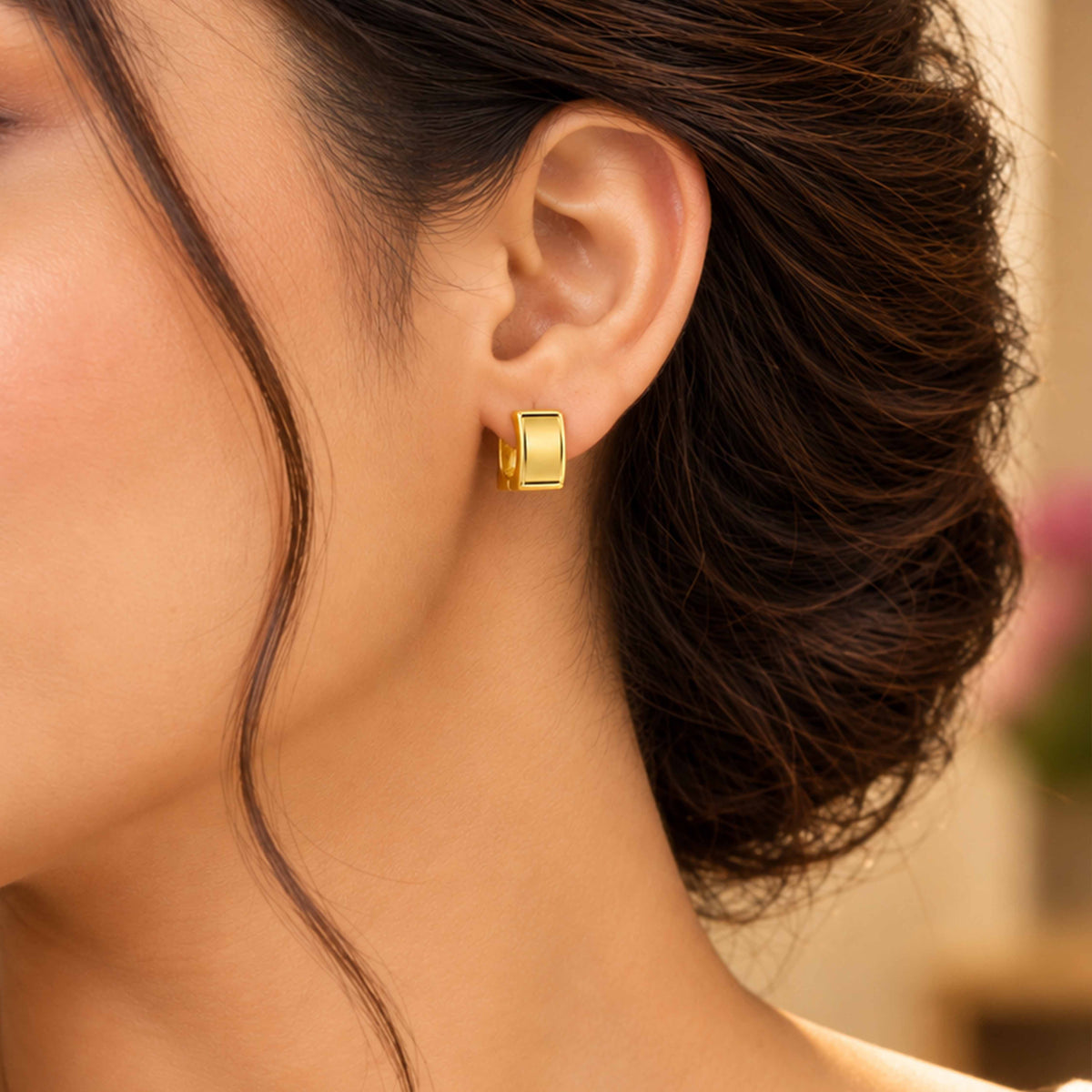 Gold Geometric Square Sterling Silver Earring