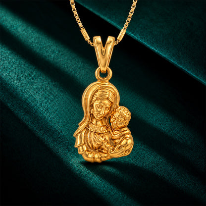 Gold Mother Mary Motherhood Sterling Silver Pendant