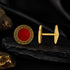 Gold Silver Red Enamel Greek key cufflinks