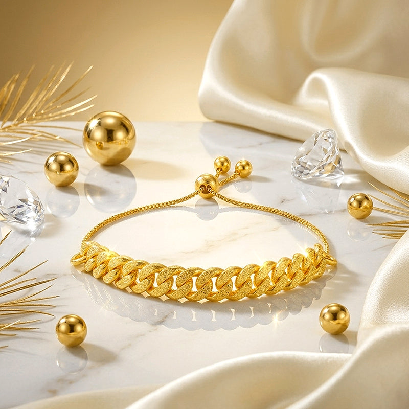 Gold Bold Interlocking Link Wrist Elegance