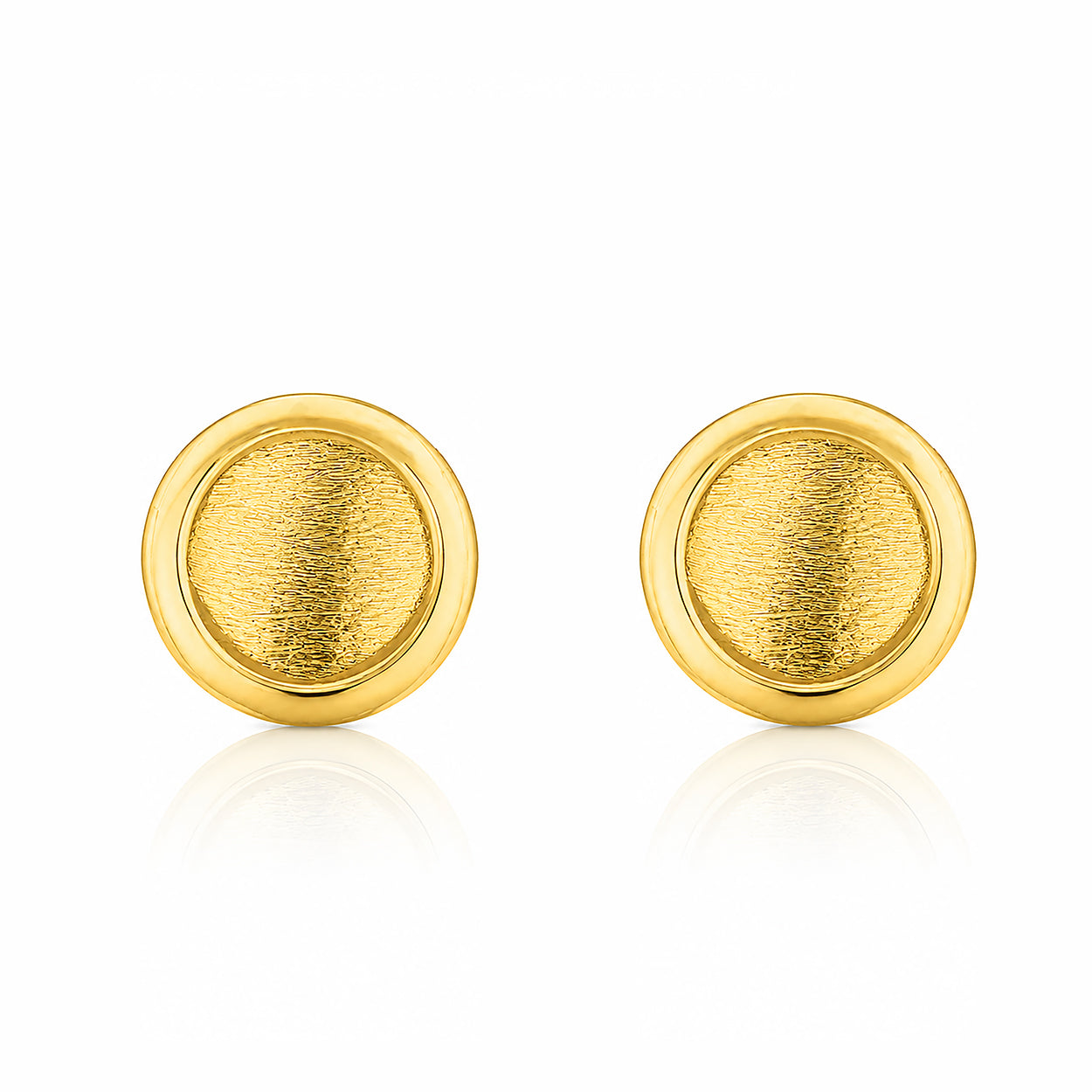Gold Brushed Disc Halo Stud Earrings