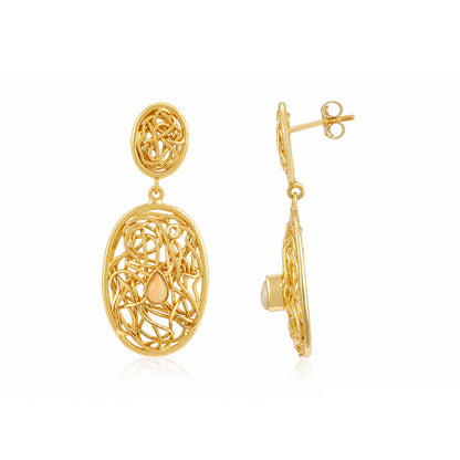 Gold Filigree Opal Drop Earrings